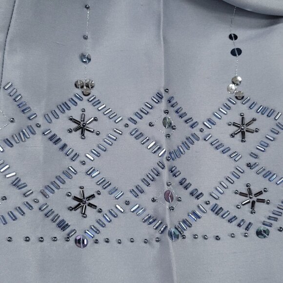 NWD Ann Taylor Blue Silk Sequin Bead Embellished Lined Pants Size 2 (26x28.5) - Picture 10 of 16